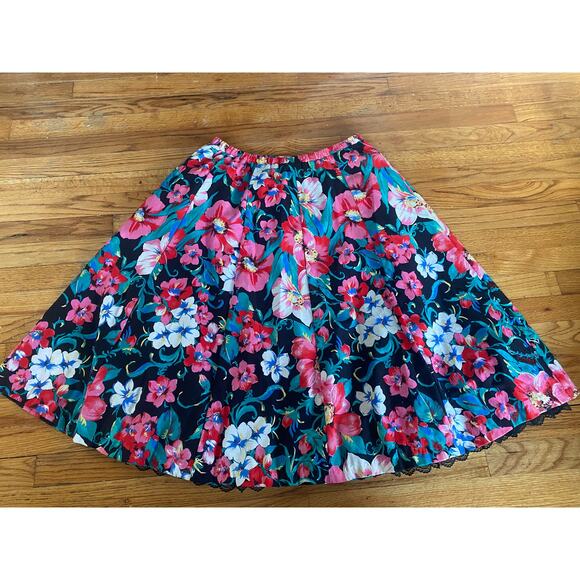 Vintage Carefree Fashions floral print swing skirt line dancing full crinoline * - Picture 5 of 8
